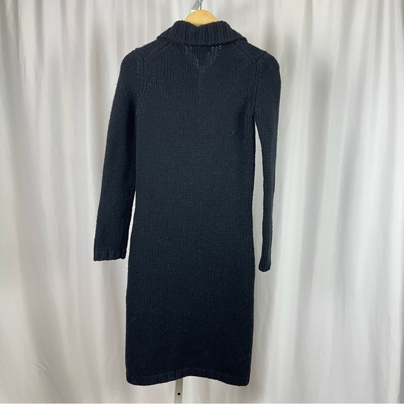 Roots Lambswool XS Longline Knit Collared Retro Cardigan Sweater Dress Coat - Picture 2 of 9